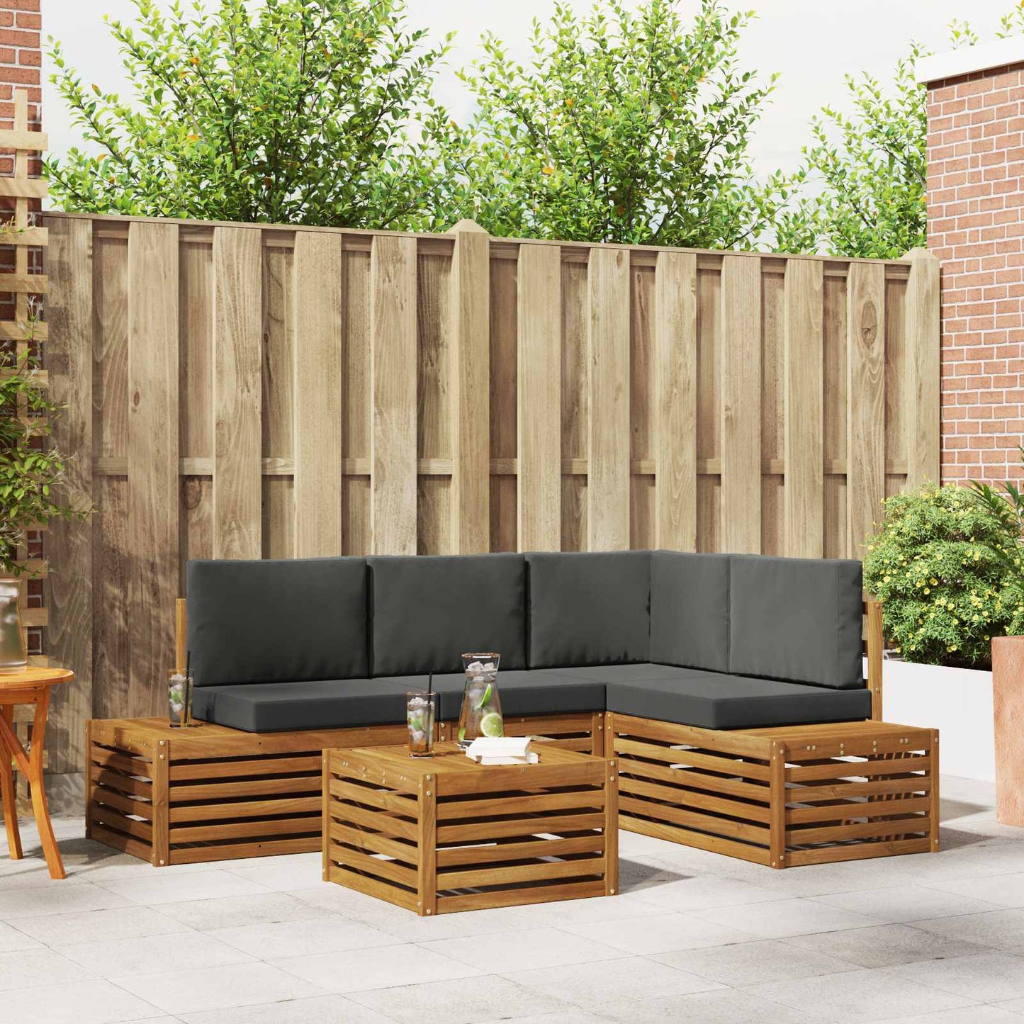 Outdoor-Sofagarnitur Mit Kissen 5 Stück