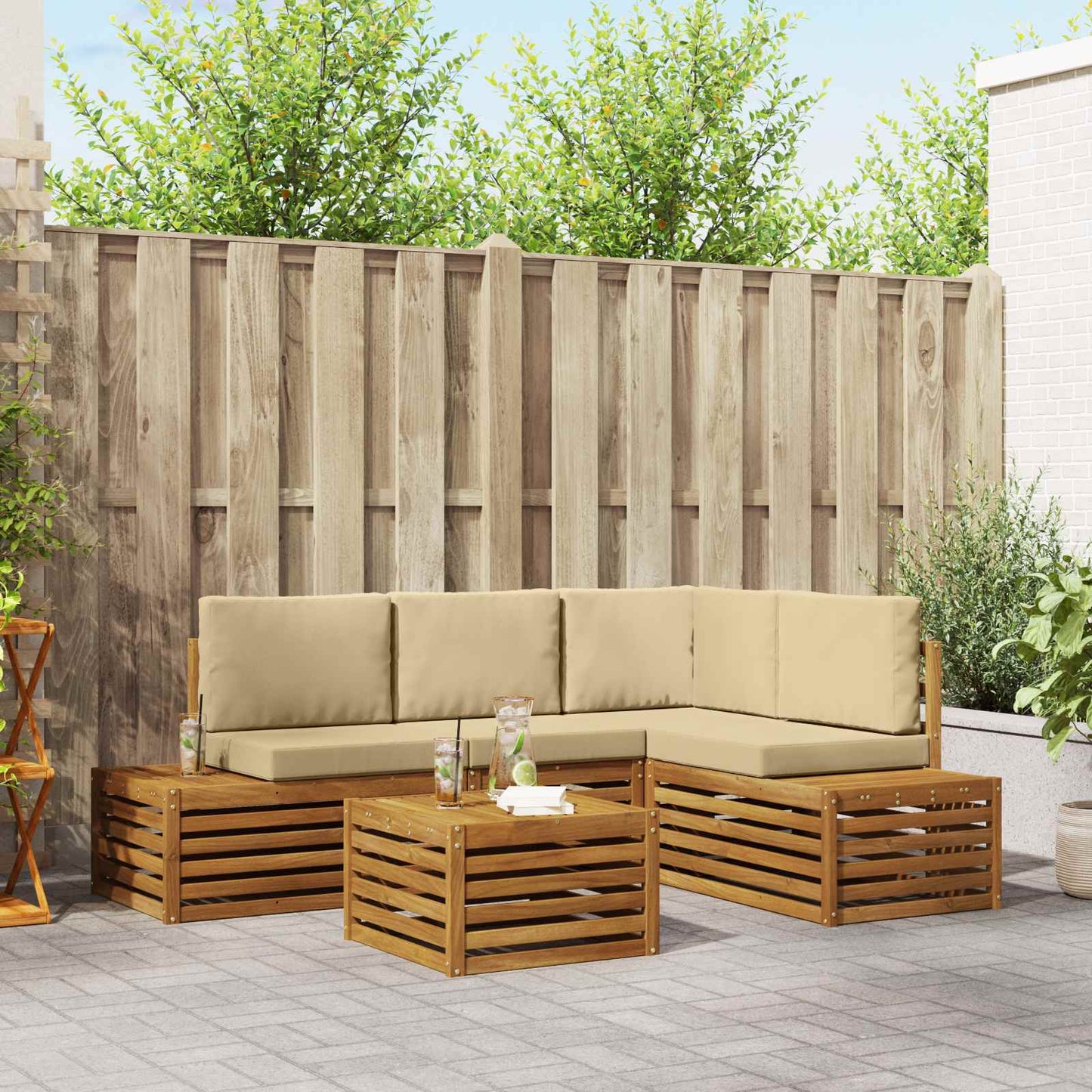 Outdoor-Sofagarnitur Mit Kissen 5 Stück