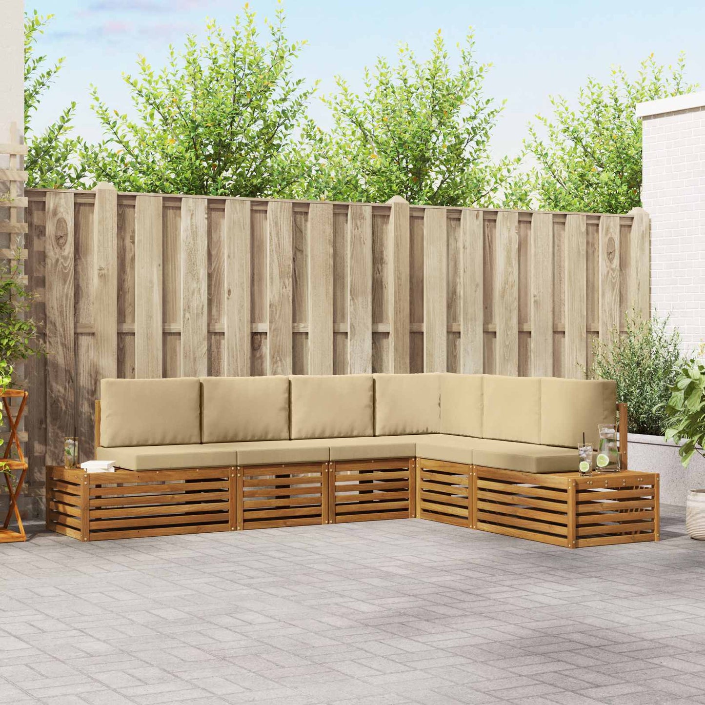 Outdoor-Sofagarnitur Mit Kissen 6 Stück