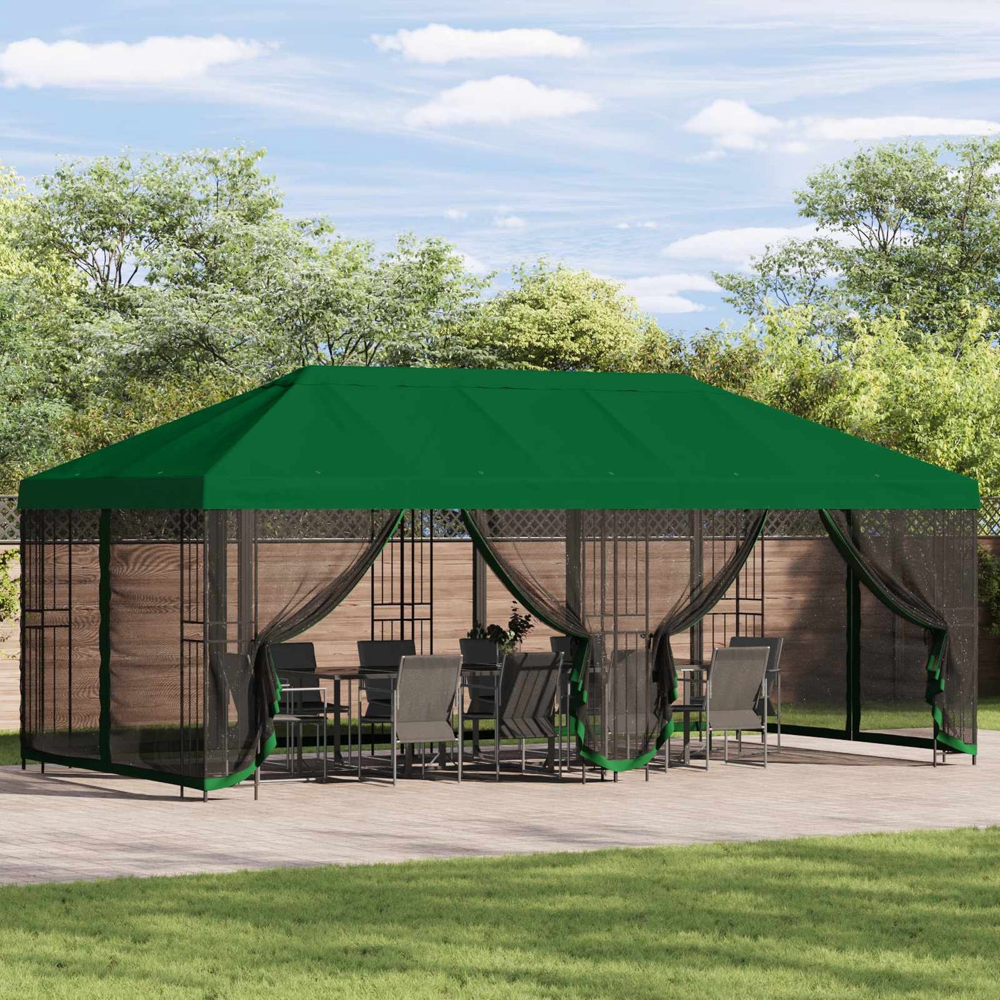 Pavillon Mit Seitenwänden 6 X 3 M Polyester Und Stahl 190