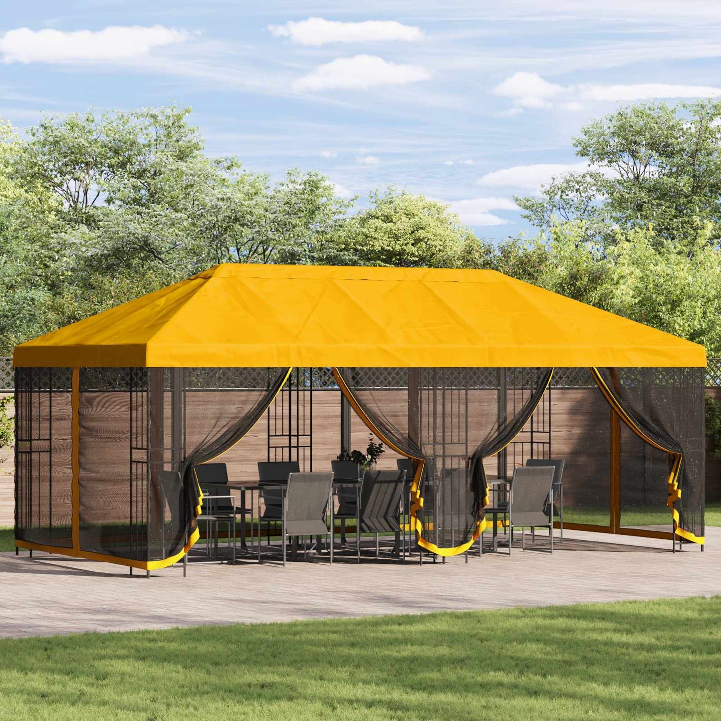 Pavillon Mit Seitenwänden 6 X 3 M Polyester Und Stahl 190