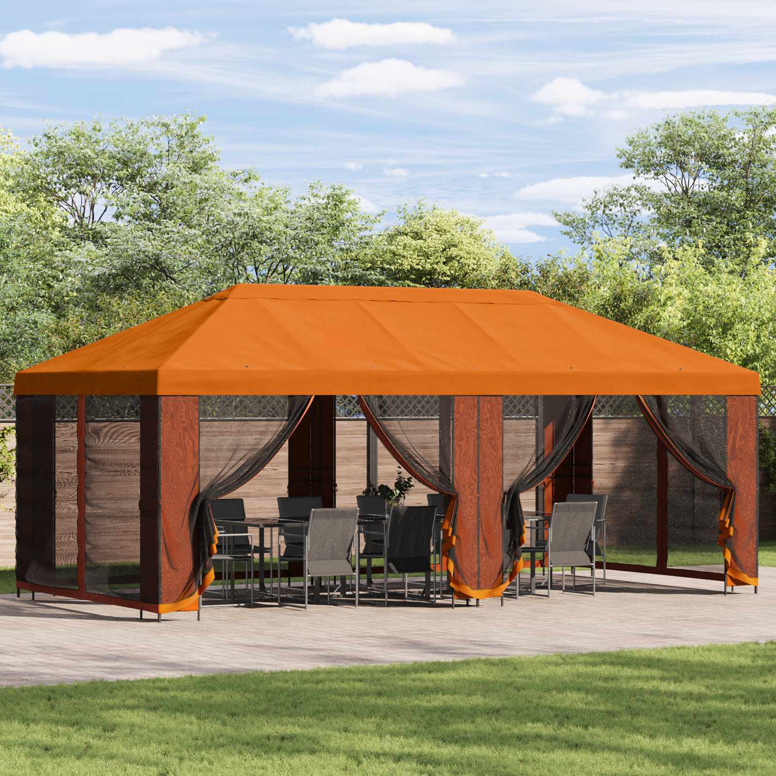 Garten Pavillon 6 X 3 M Polyester Und Stahl 190