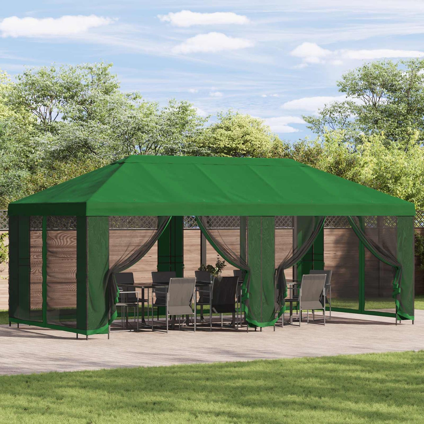 Pavillon Mit Seitenwänden 6 X 3 M Polyester Und Stahl 190