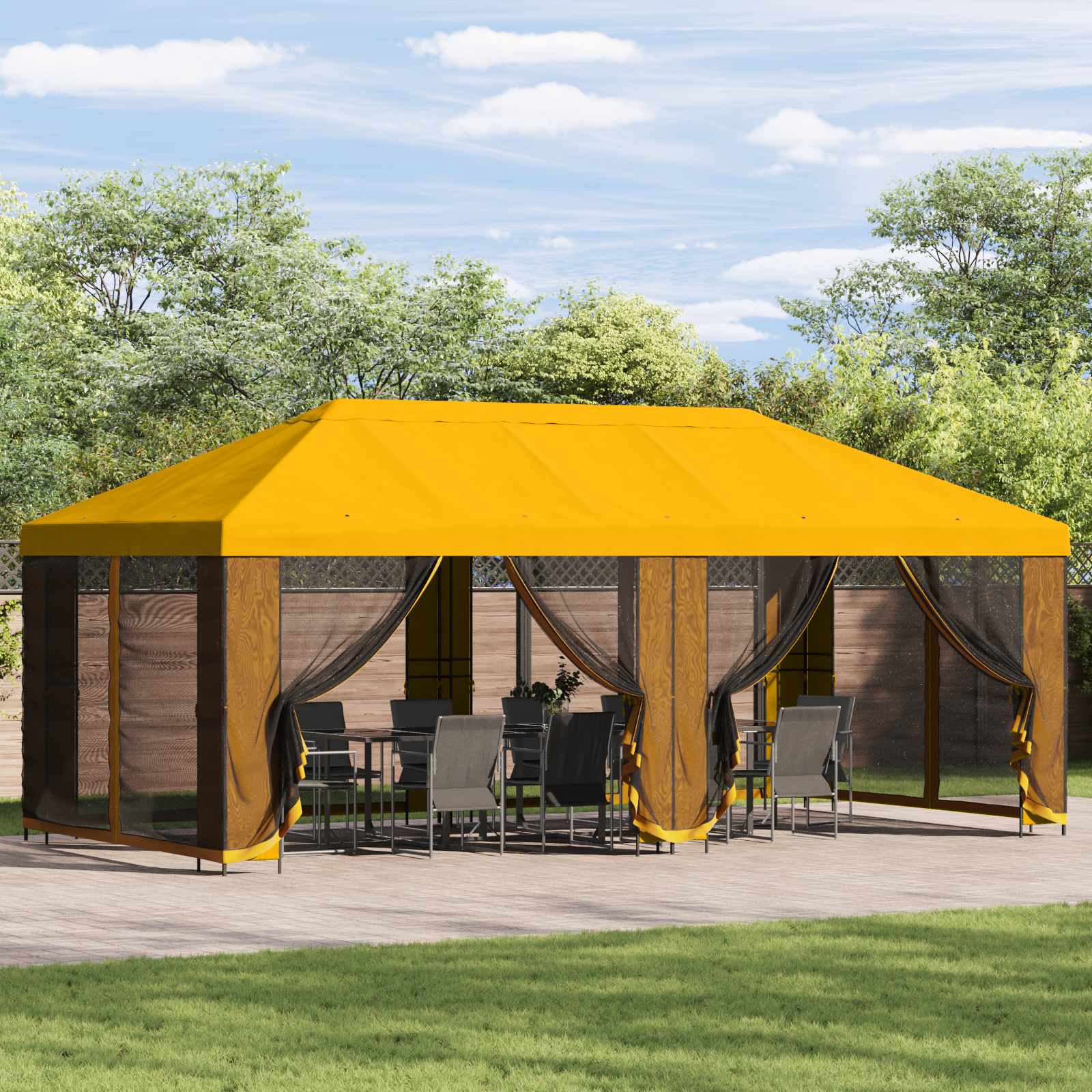Pavillon Mit Seitenwänden 6 X 3 M Polyester Und Stahl 190