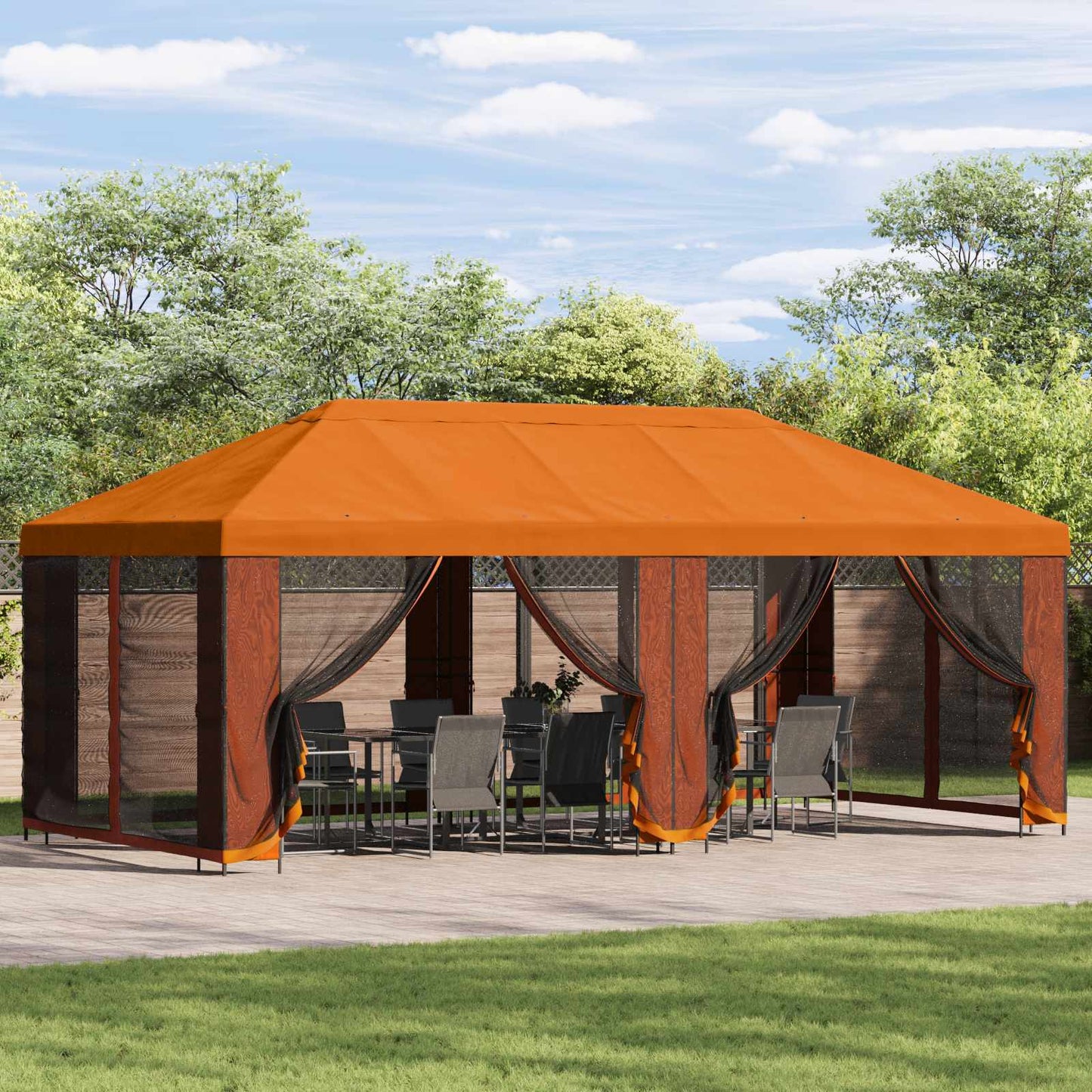 Pavillon Mit Seitenwänden 6 X 3 M Polyester Und Stahl 190