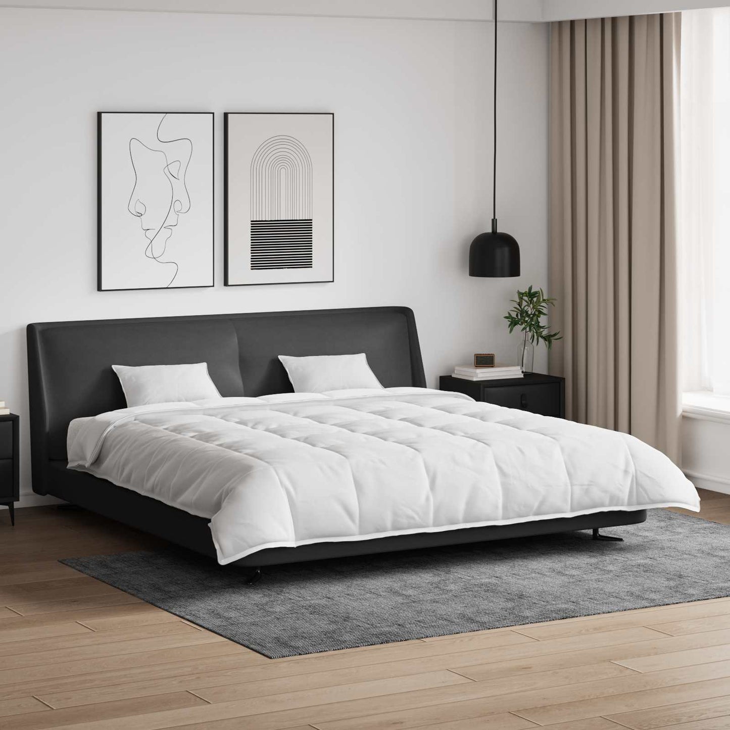 Bettdecken Set Mit Kissen 3 Pcs Weiß Daunenfeder