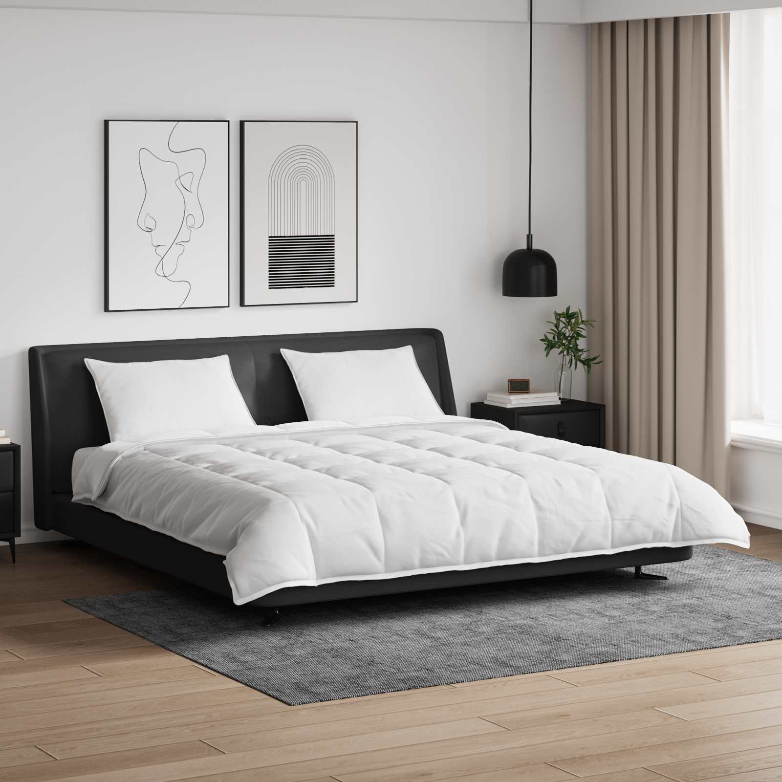 Bettdecken Set Mit Kissen 3 Pcs Weiß Daunenfeder