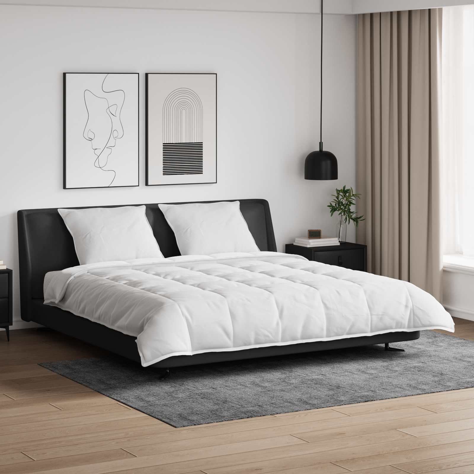 Bettdecken Set Mit Kissen 3 Pcs Weiß Daunenfeder