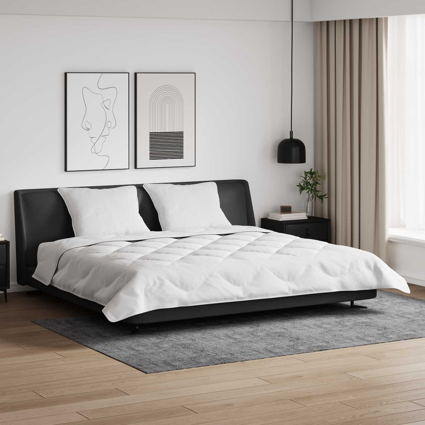 Decke Mit Kissen 3 Pcs Weiß Mikrofaser Und Daunenfedern