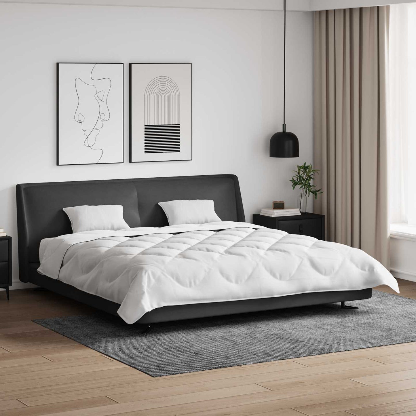 Bettdecken Set 3 Pcs Weiß Mikrofaser Und Daunenfedern
