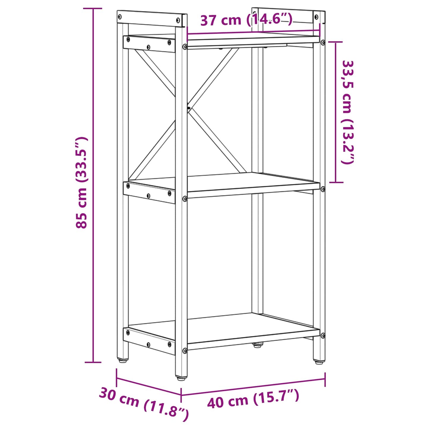 Bücherregal Geräucherte Eiche 40 X 30 X 85 Cm Holzwerkstoff