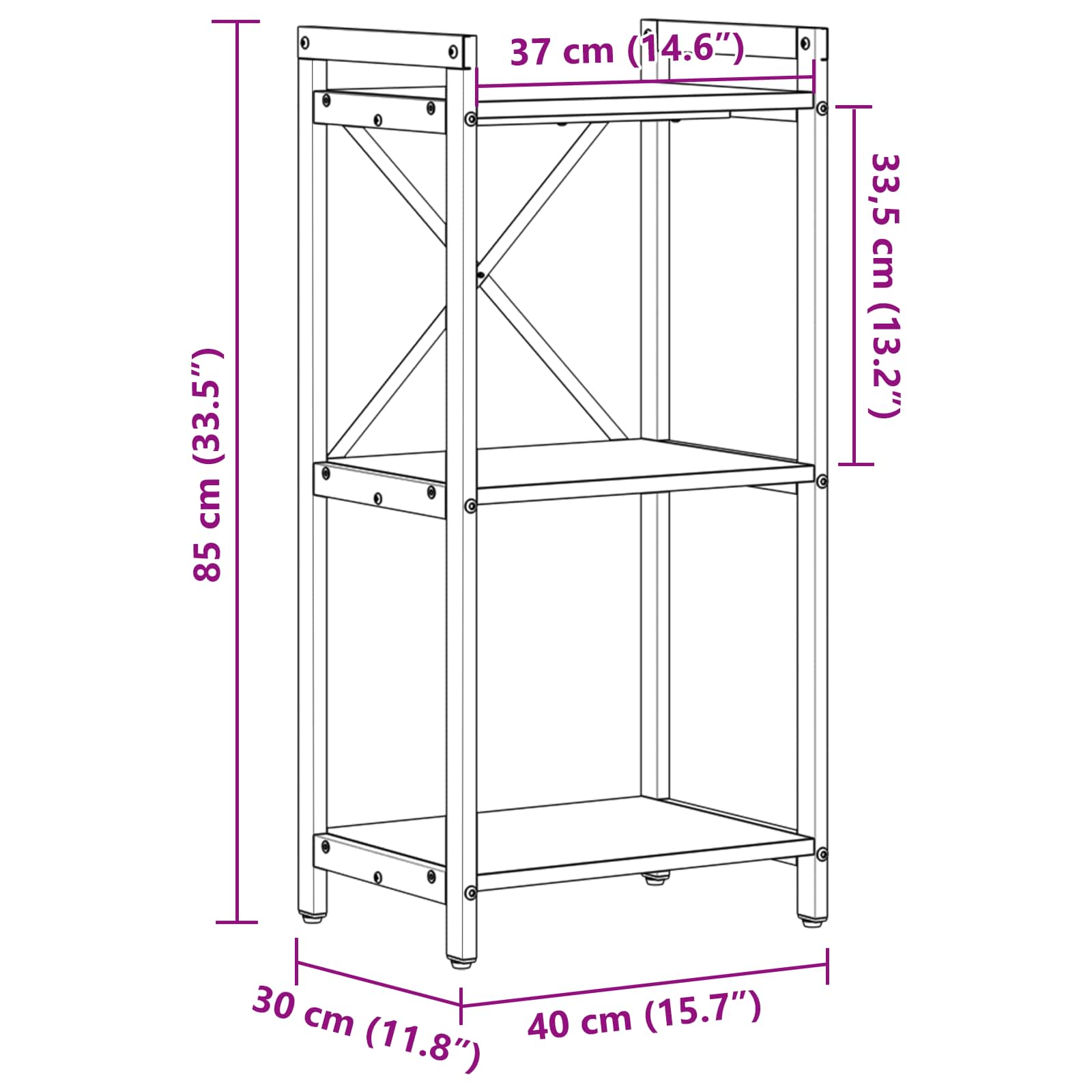Bücherregal Geräucherte Eiche 40 X 30 X 85 Cm Holzwerkstoff