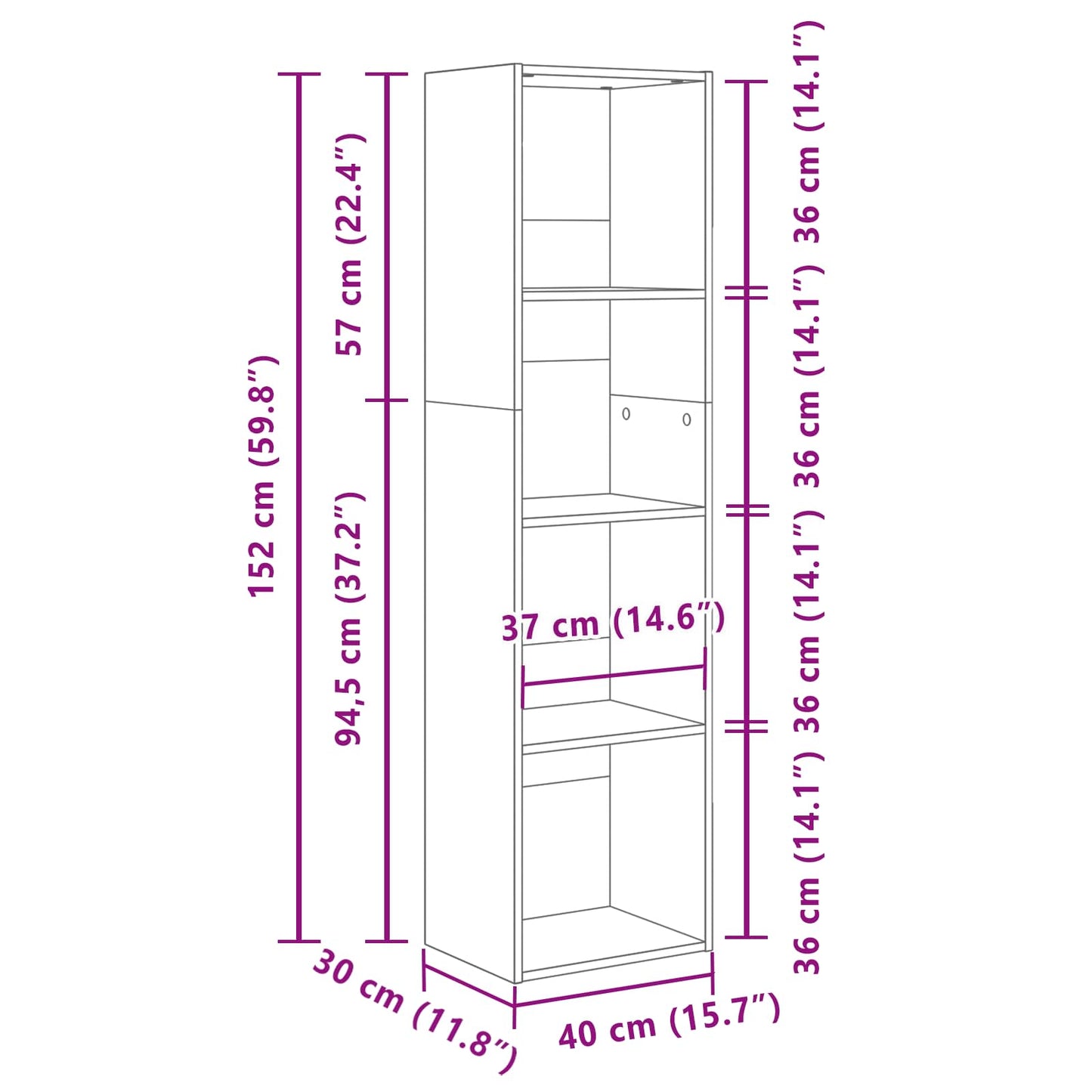 Bücherregal 40 X 30 X Holzwerkstoff