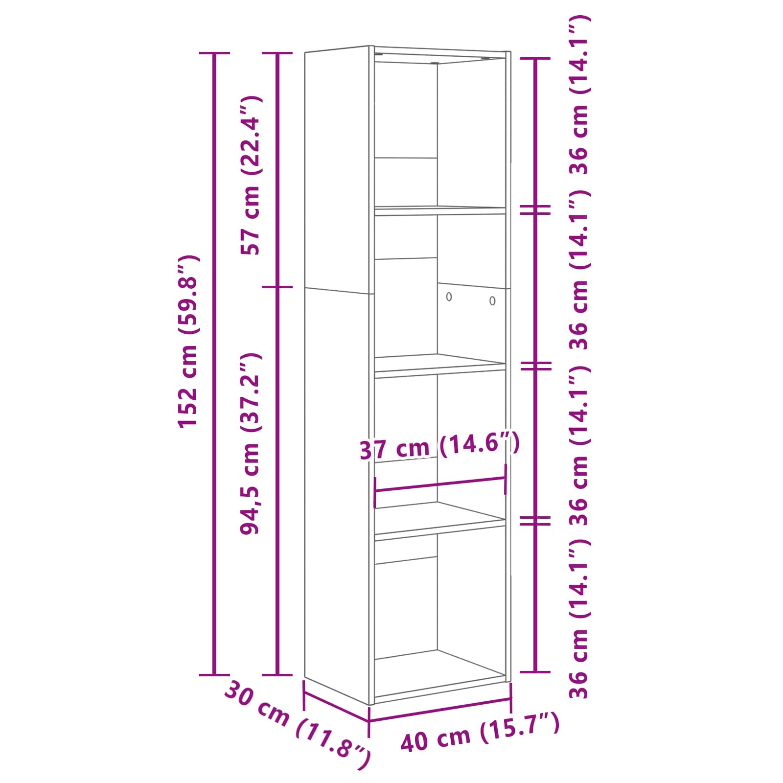 Bücherregal 40 X 30 X Holzwerkstoff