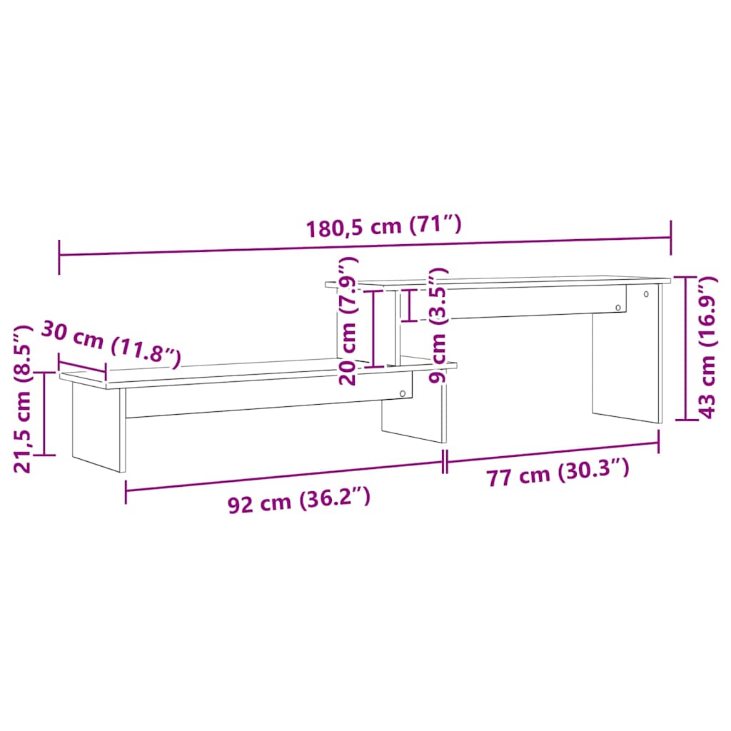 Tv-Schrankset 180 X 30 X 43 Cm Holzwerkstoff