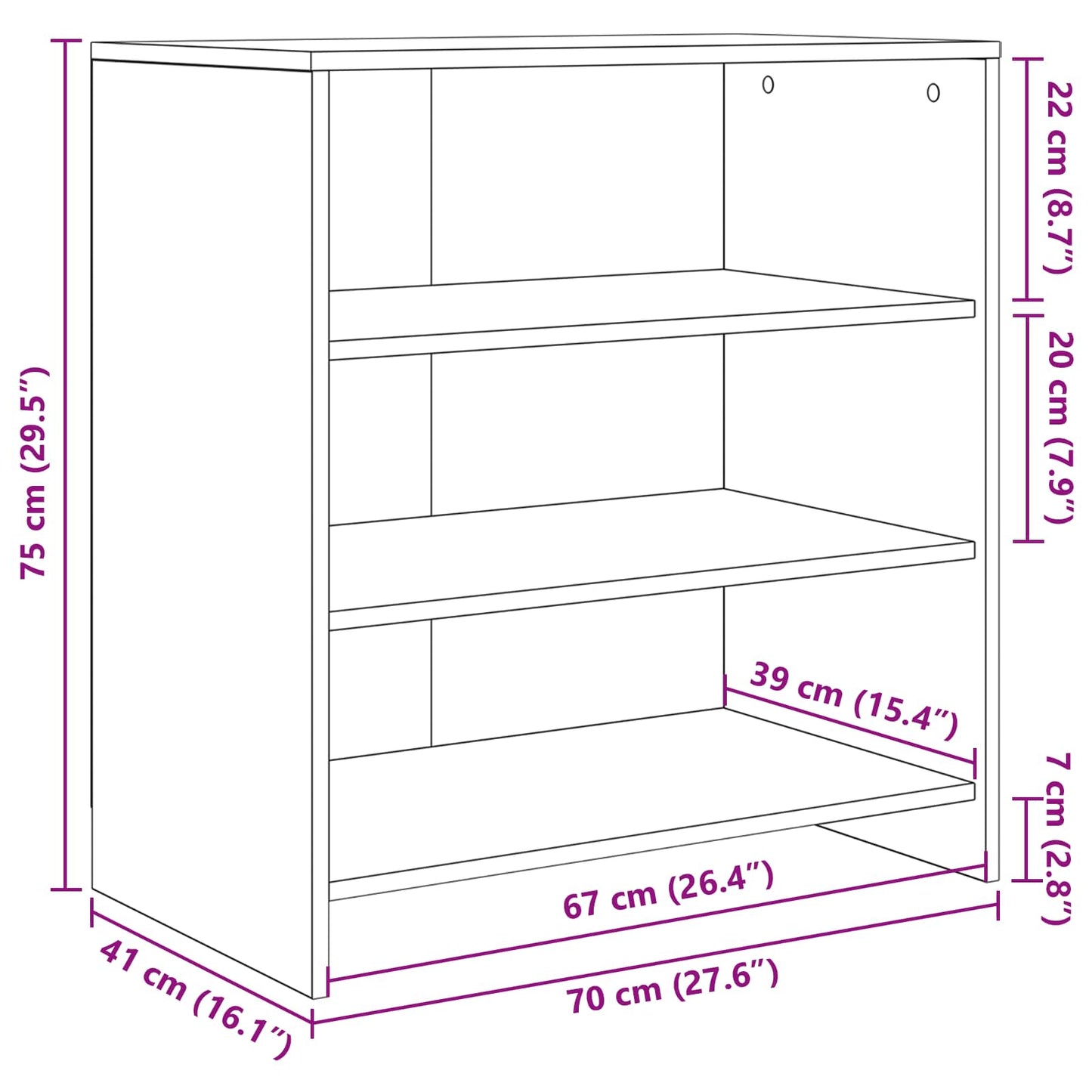 Sideboard Braun 70 X 41 X 75 Cm Holzwerkstoff