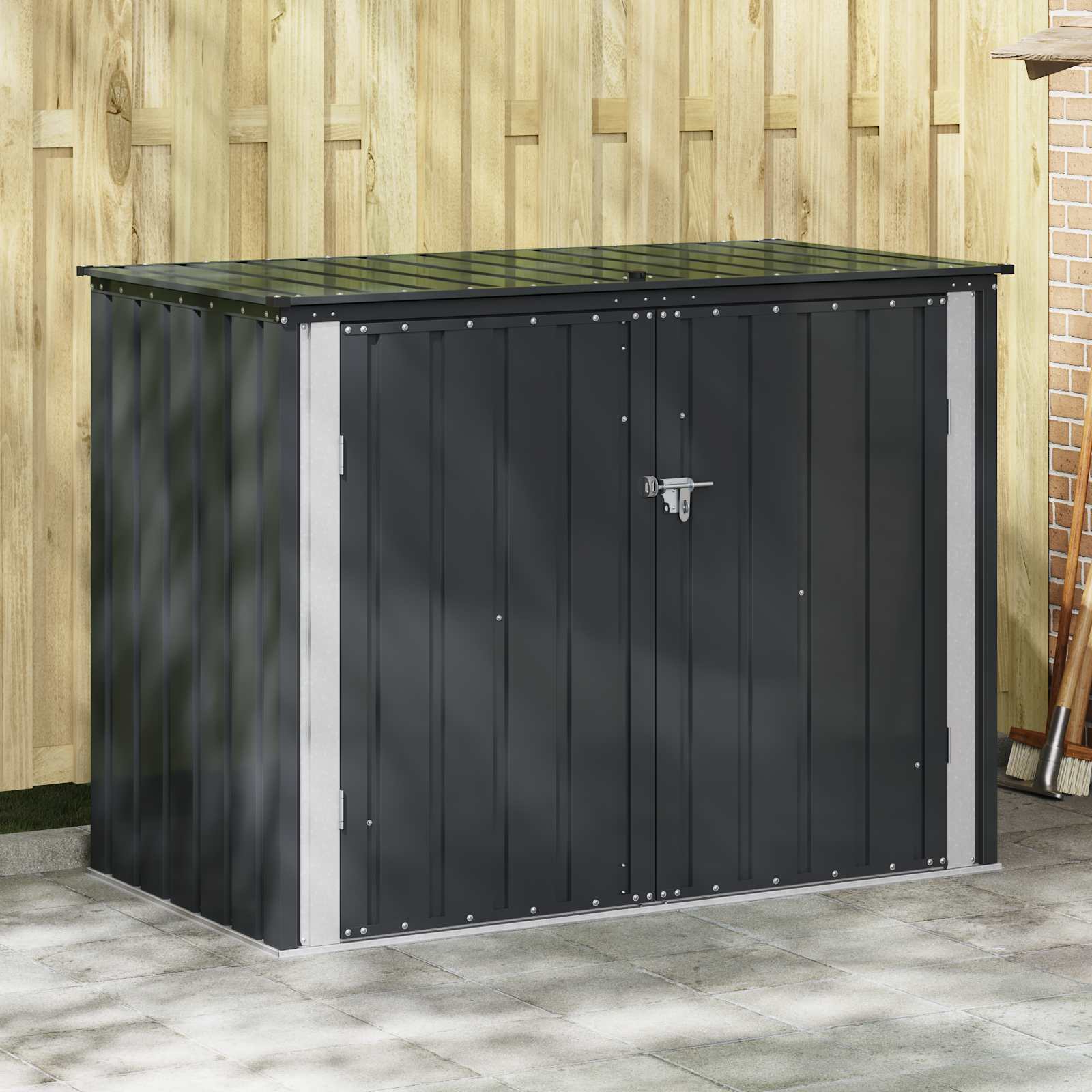 Gartenlagerbox 214 X 82 X 132 Cm Stahl