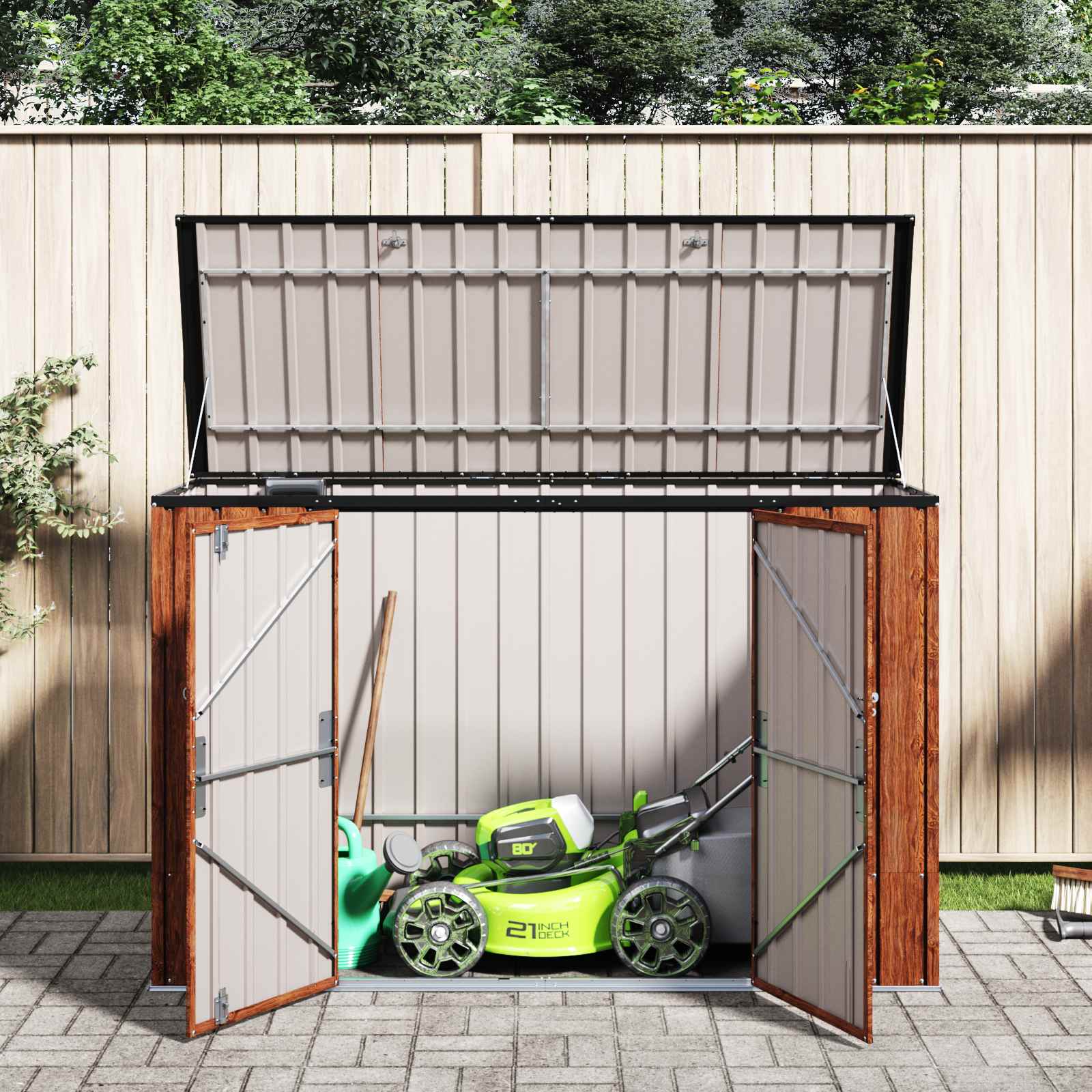 Gartenlagerbox 214 X 82 X 132 Cm Stahl