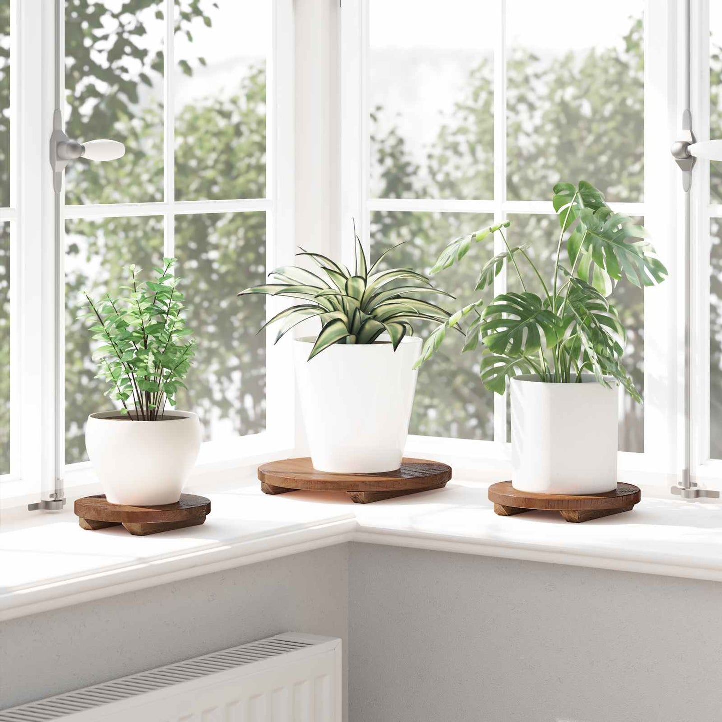 Pflanzenhocker 3 Pcs Braun Mahagoni Holz