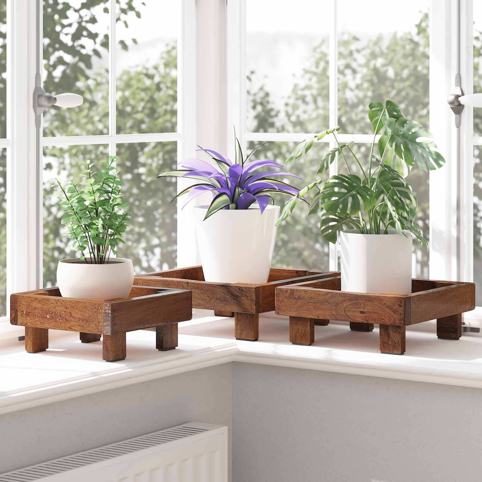 Pflanzenständer 3 Pcs Braun Mahagoni Holz