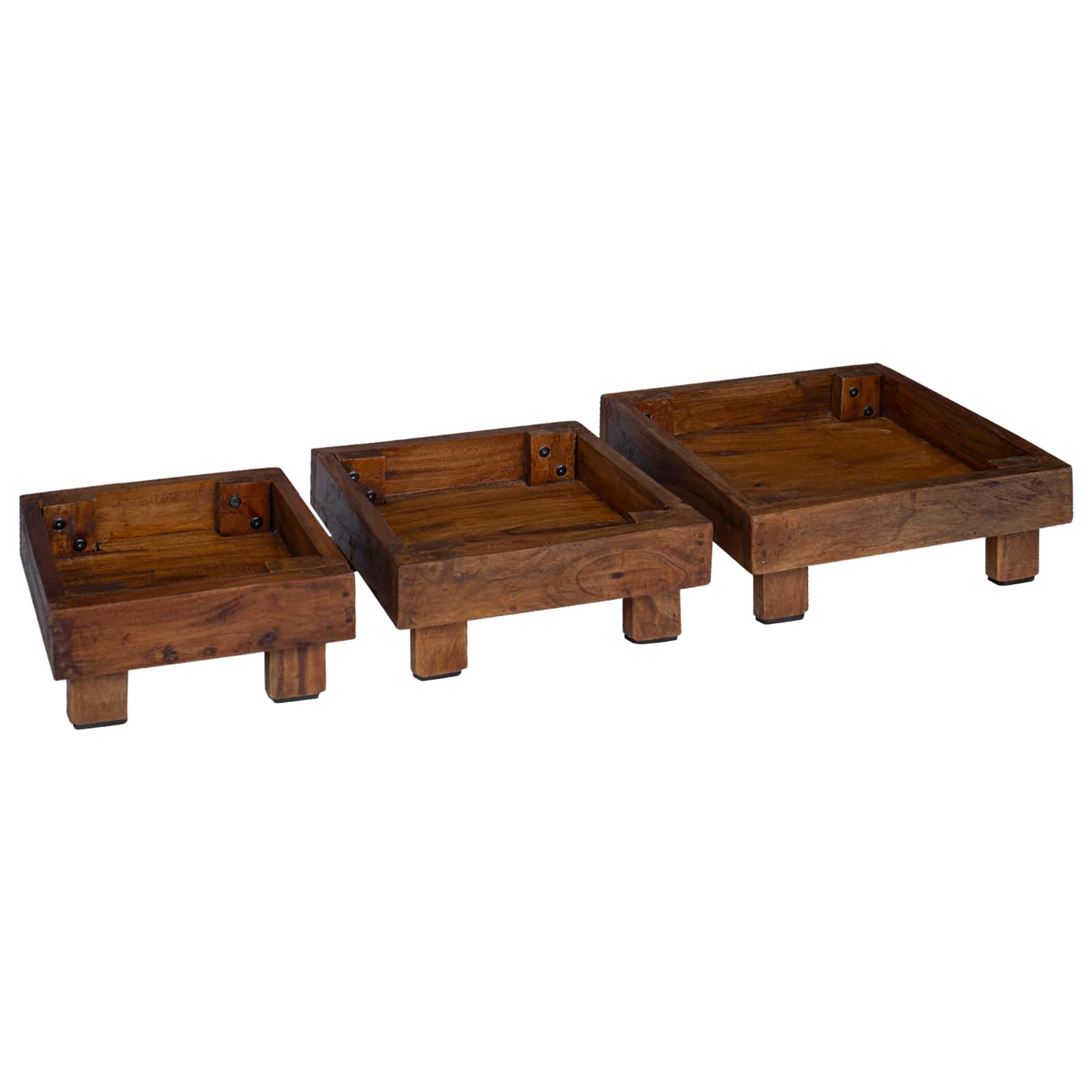 Pflanzenständer 3 Pcs Braun Mahagoni Holz