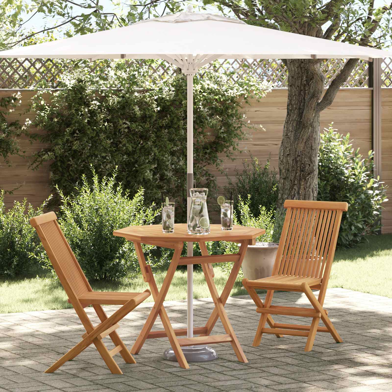 5-Tlg. Garten-Essgruppe Massivholz Teak