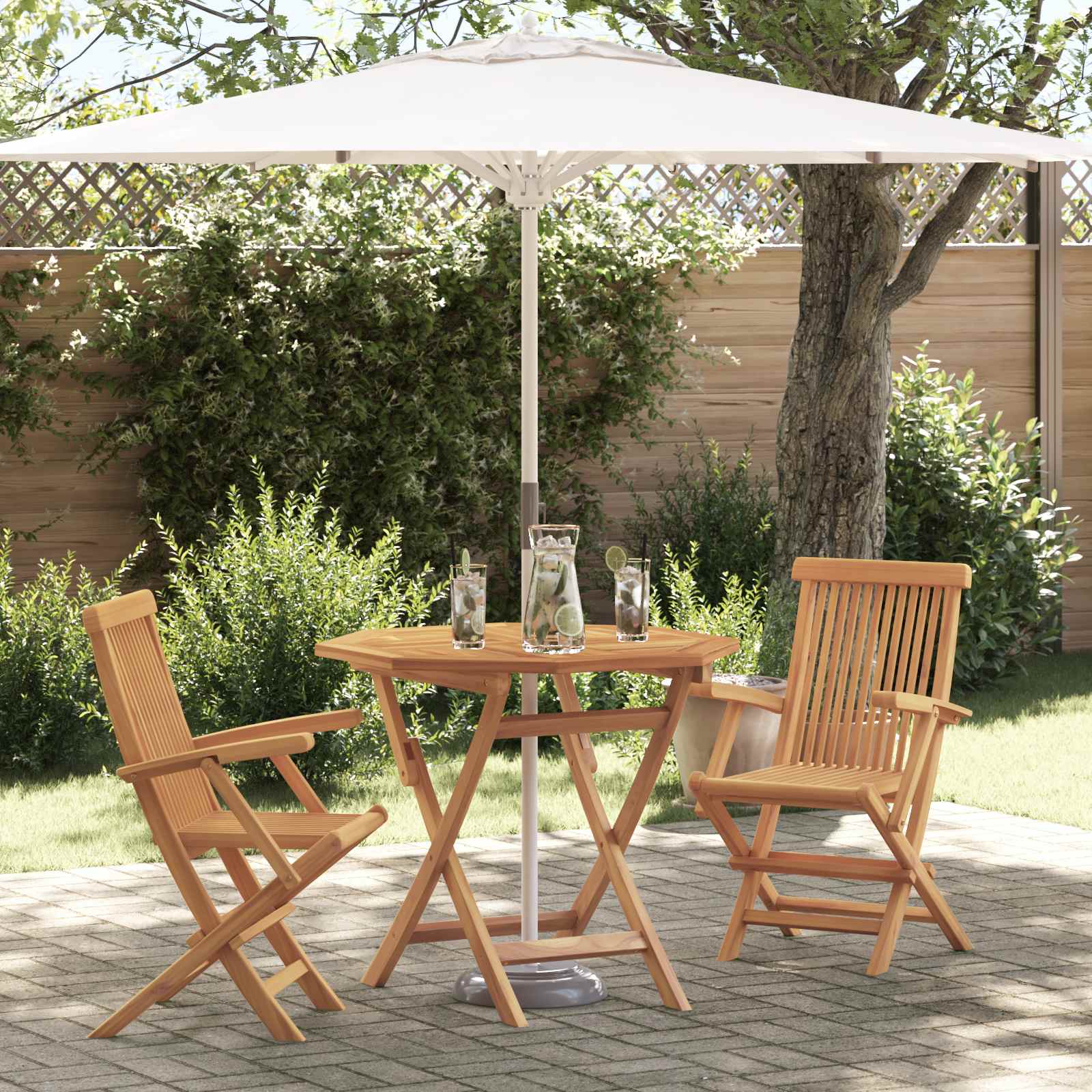 5-Tlg. Garten-Essgruppe Massivholz Teak