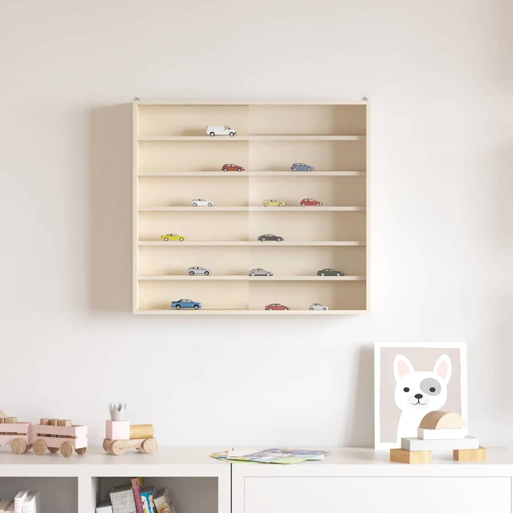Wanddisplay-Case Mit Regal Beige Sperrholz
