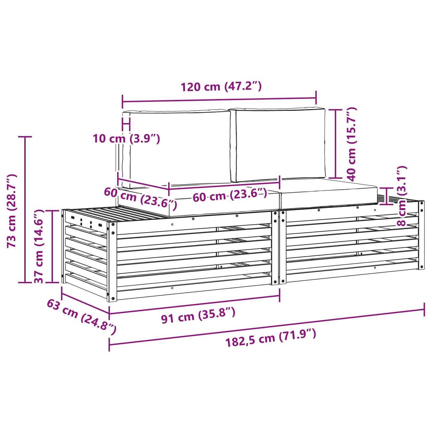 Sofagarnituren 3 Stück 182,5 X 63 X 73 Cm
