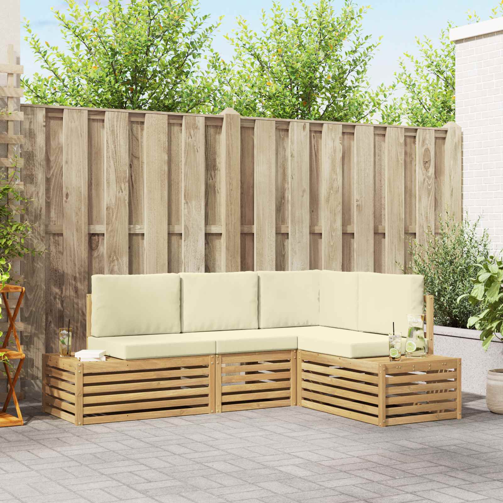 Outdoor-Sofagarnitur Mit Kissen 4 Stück