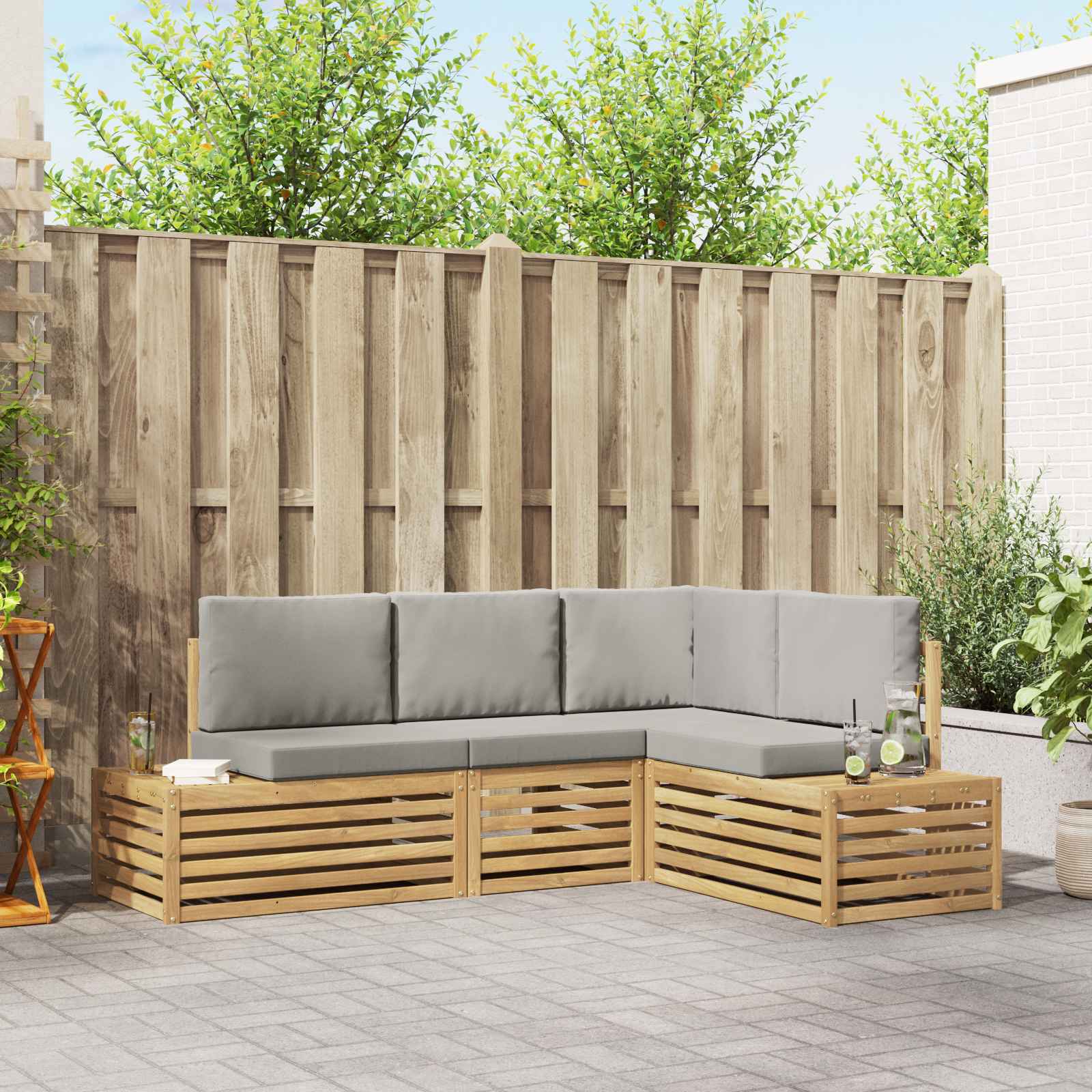 Outdoor-Sofagarnitur Mit Kissen 4 Stück