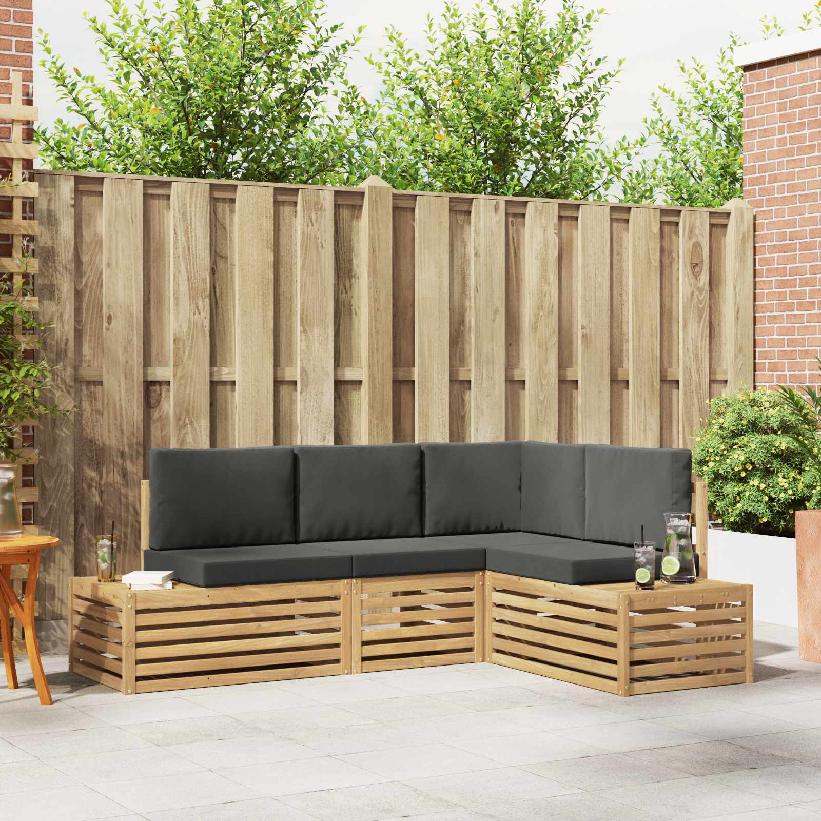 Outdoor-Sofagarnitur Mit Kissen 4 Stück