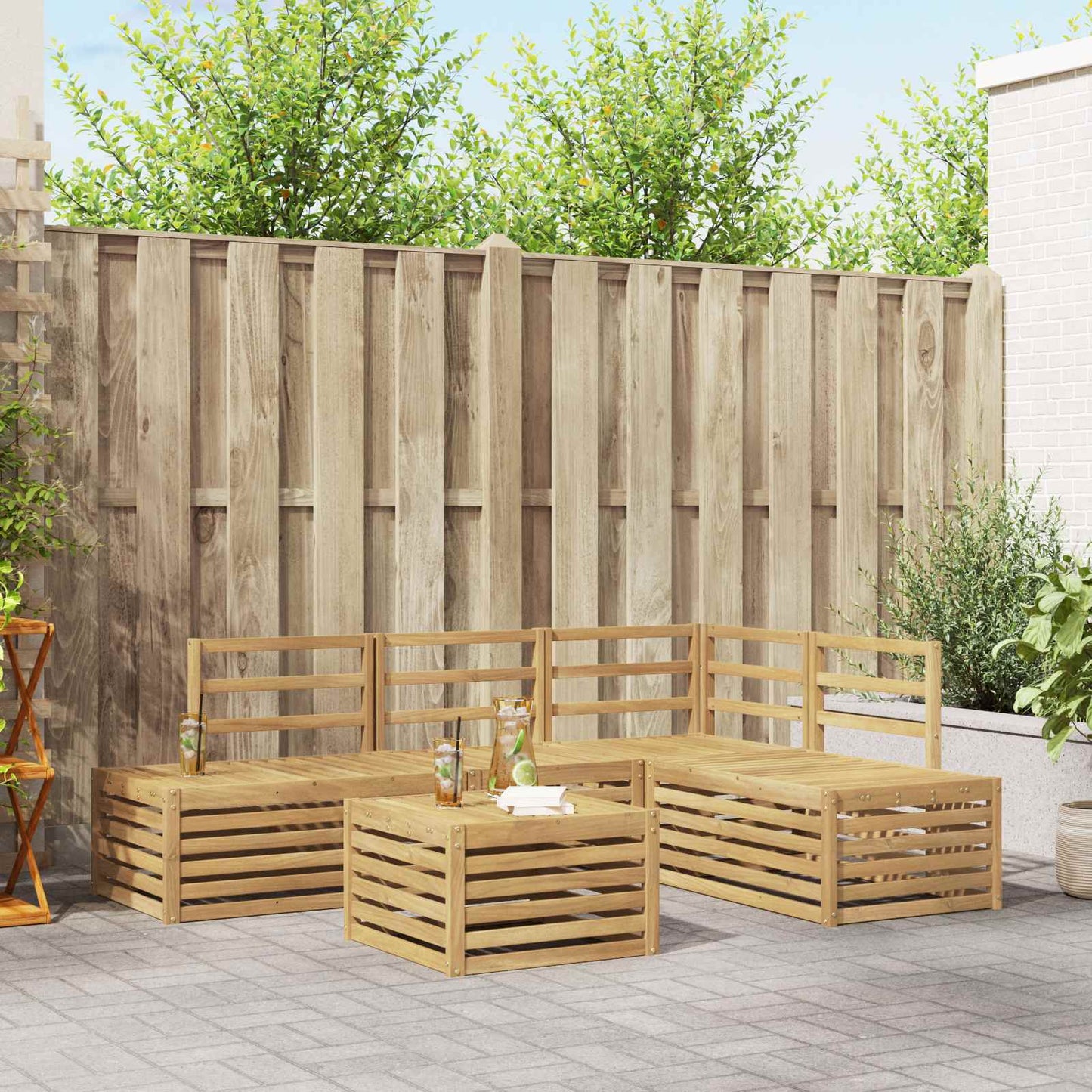 Outdoor-Sofagarnitur Mit Kissen 5 Stück