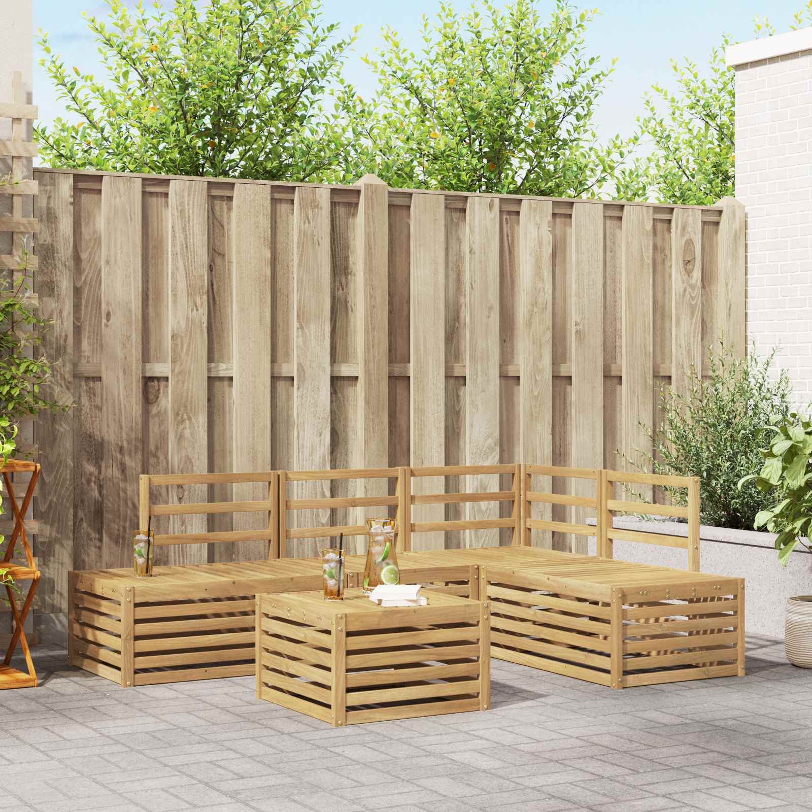 Outdoor-Sofagarnitur Mit Kissen 5 Stück