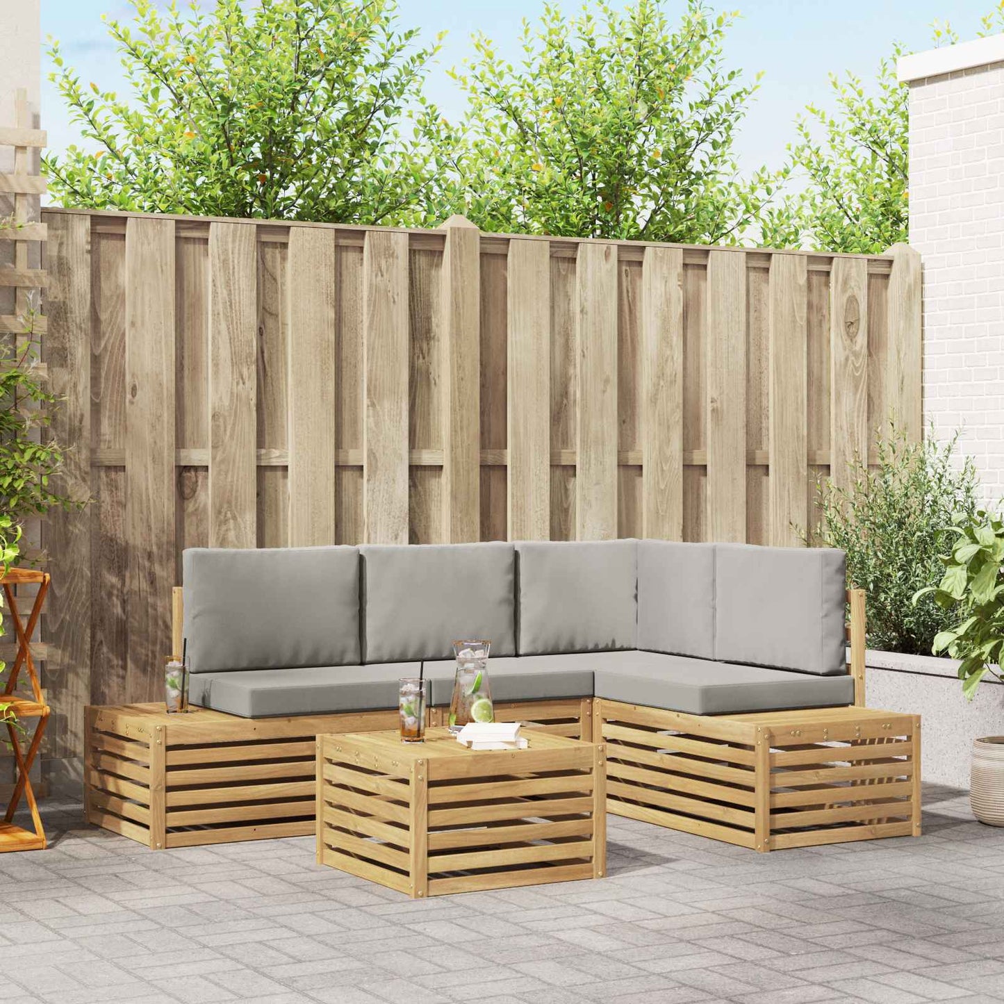 Outdoor-Sofagarnitur Mit Kissen 5 Stück