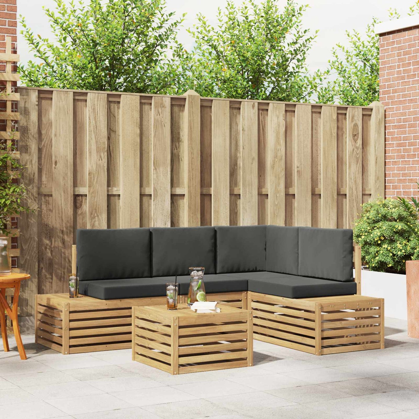 Outdoor-Sofagarnitur Mit Kissen 5 Stück