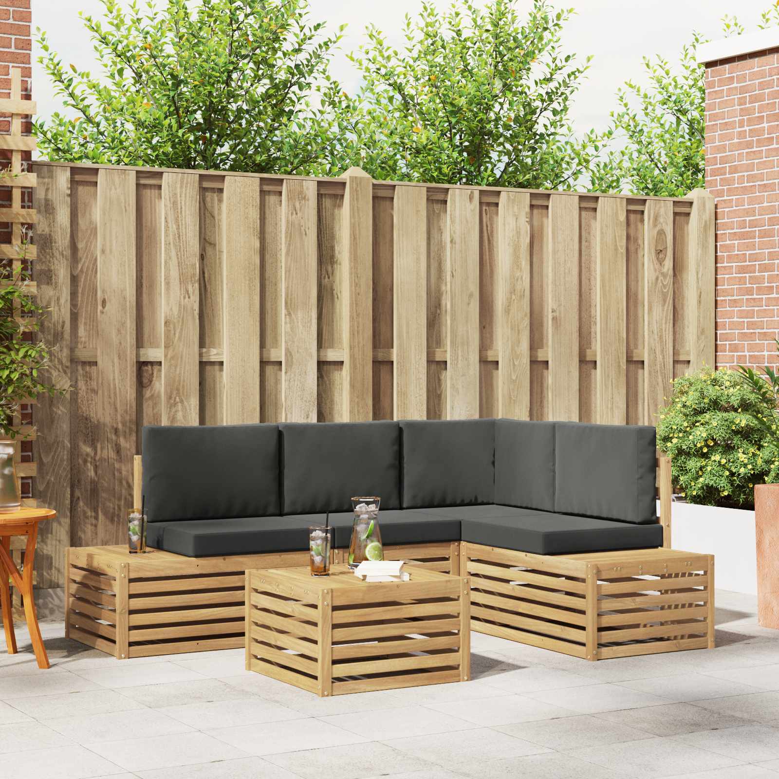 Outdoor-Sofagarnitur Mit Kissen 5 Stück