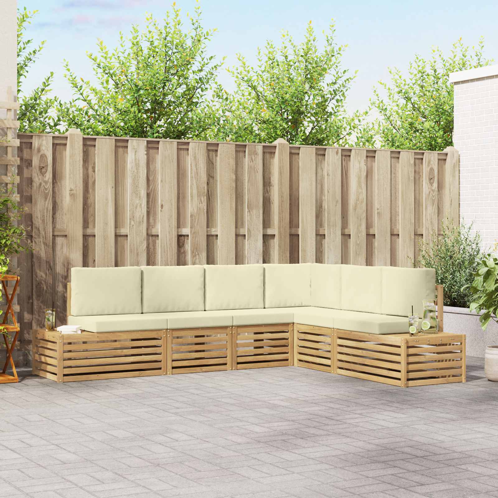 Outdoor-Sofagarnitur Mit Kissen 6 Stück