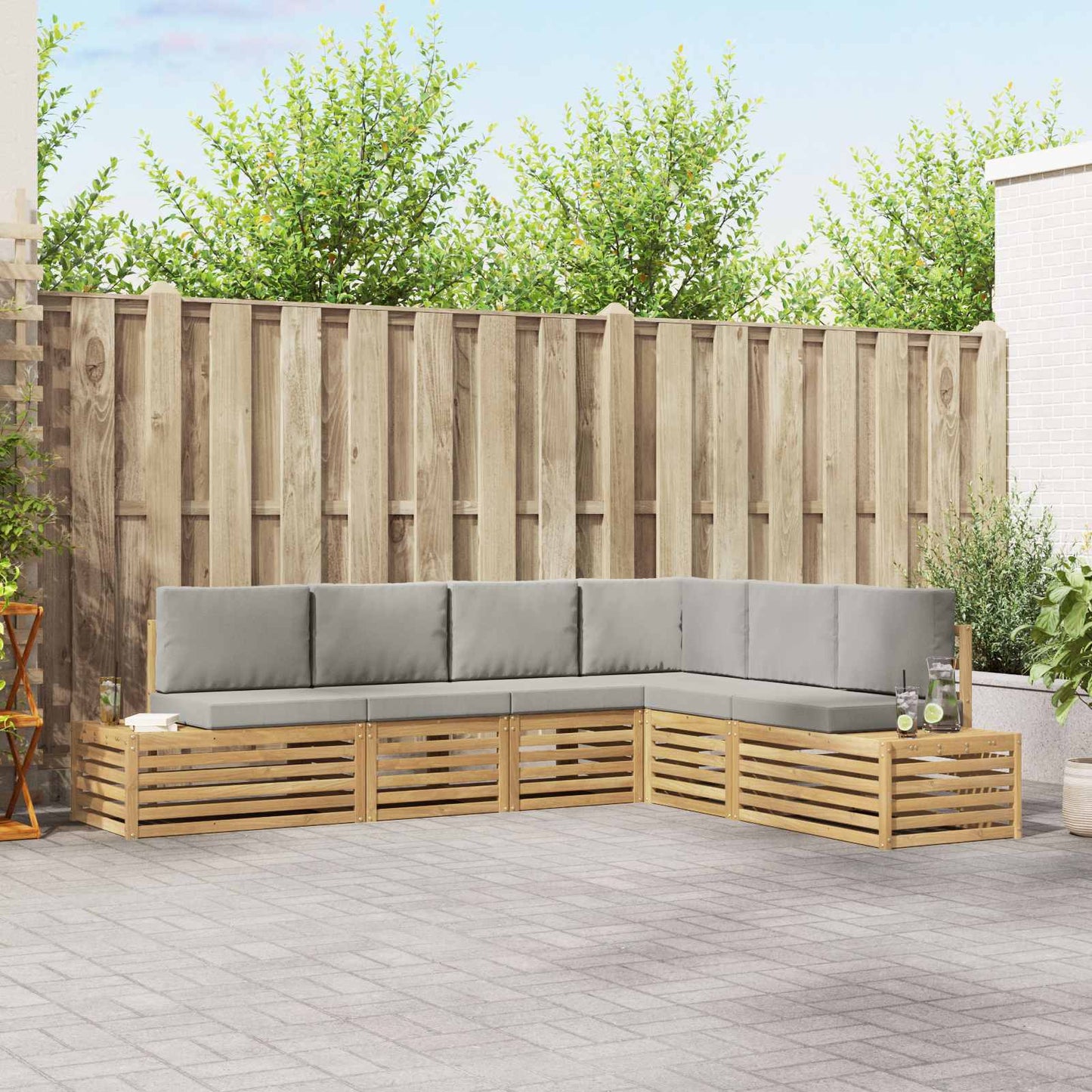 Outdoor-Sofagarnitur Mit Kissen 6 Stück