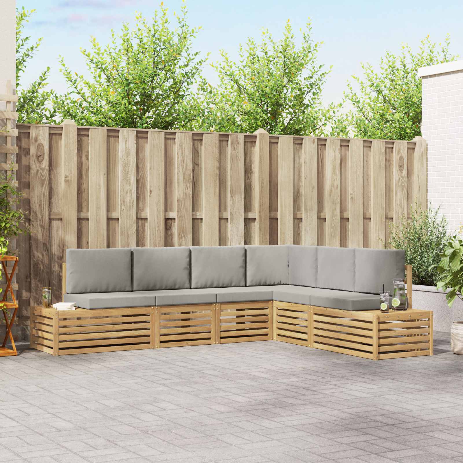 Outdoor-Sofagarnitur Mit Kissen 6 Stück