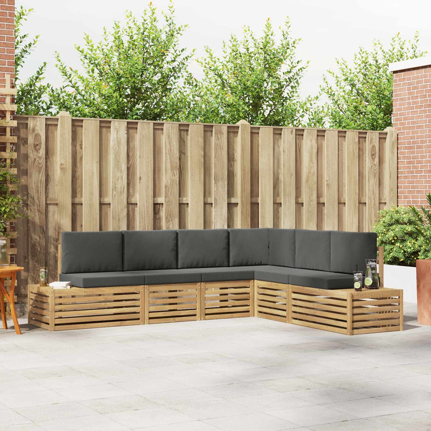 Outdoor-Sofagarnitur Mit Kissen 6 Stück
