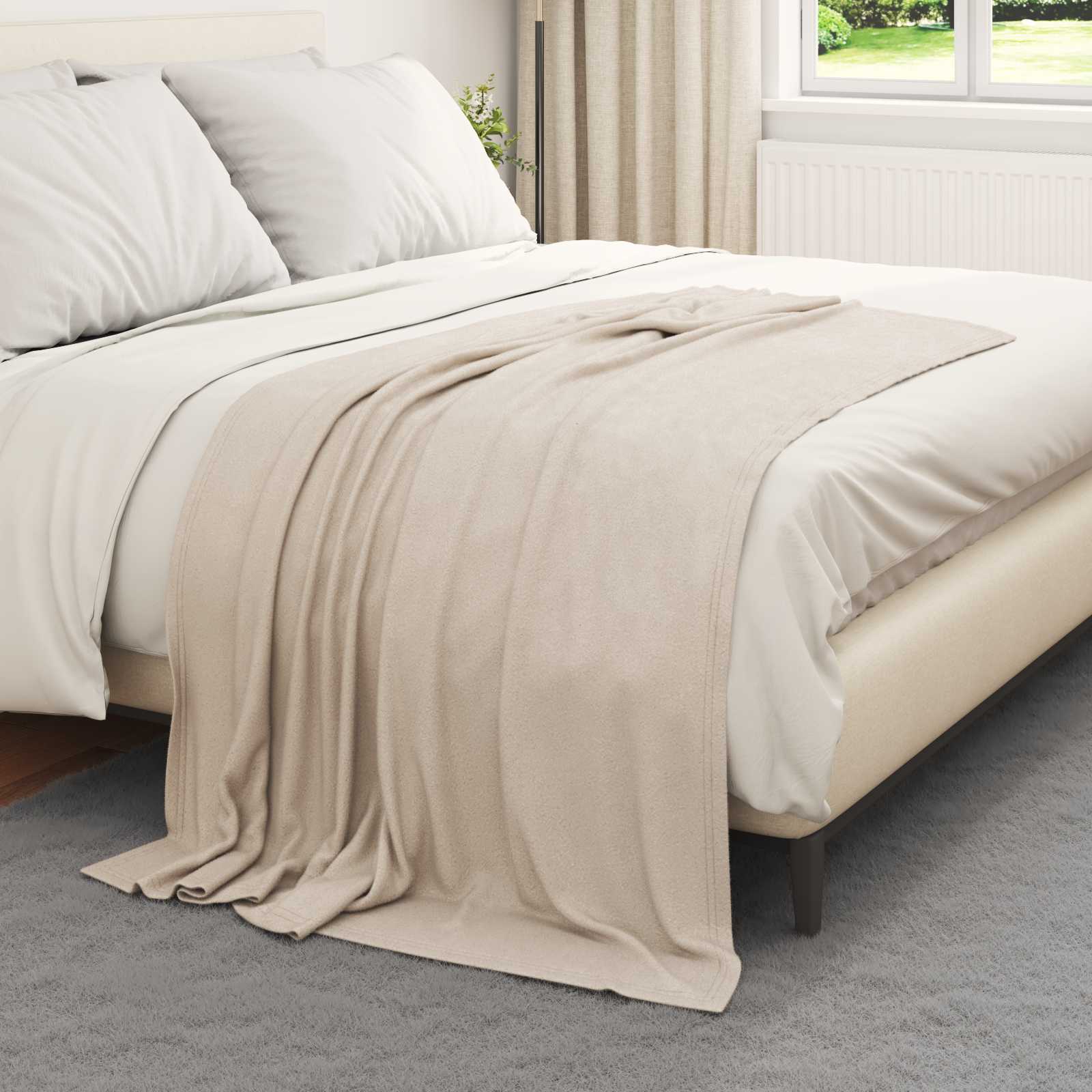 Überwurfdecke 170 X 130 Cm Fleece Beige