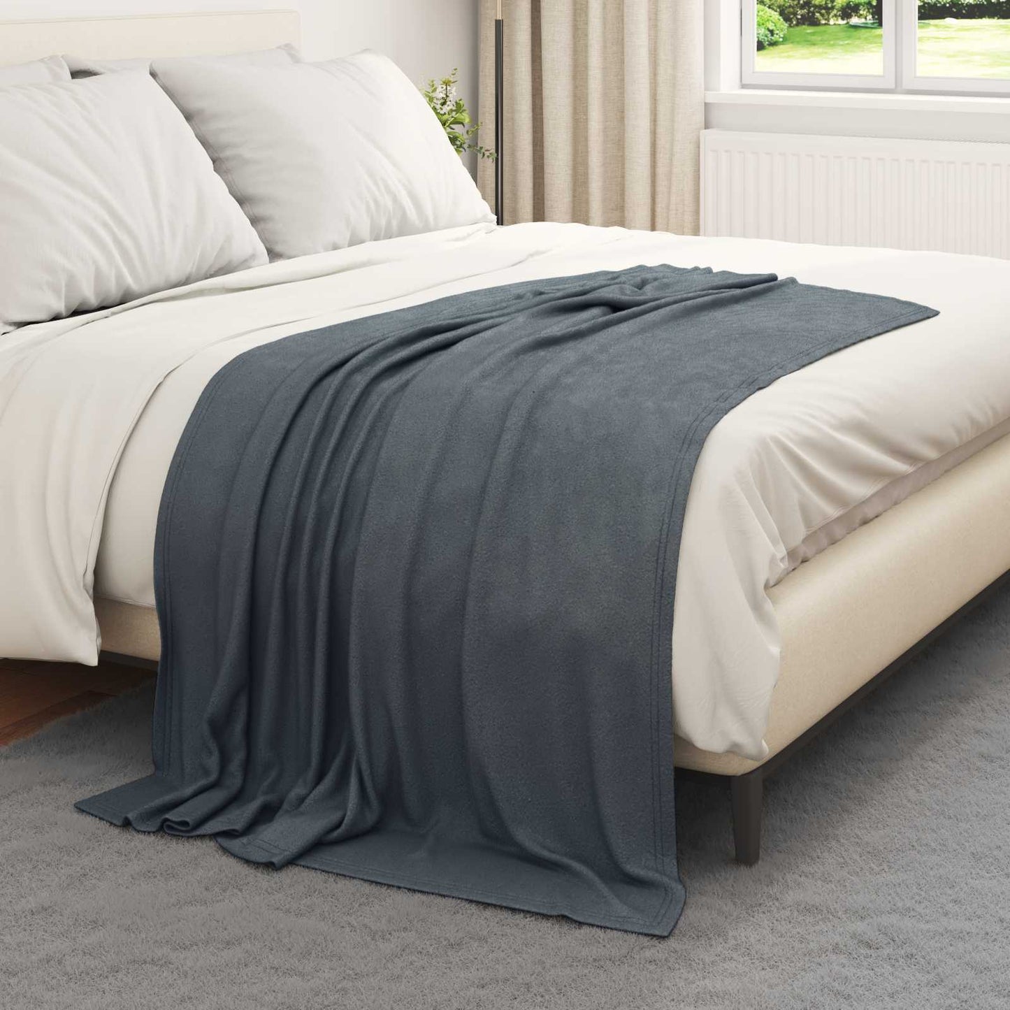 Überwurfdecke 170 X 130 Cm Fleece Dunkelgrau