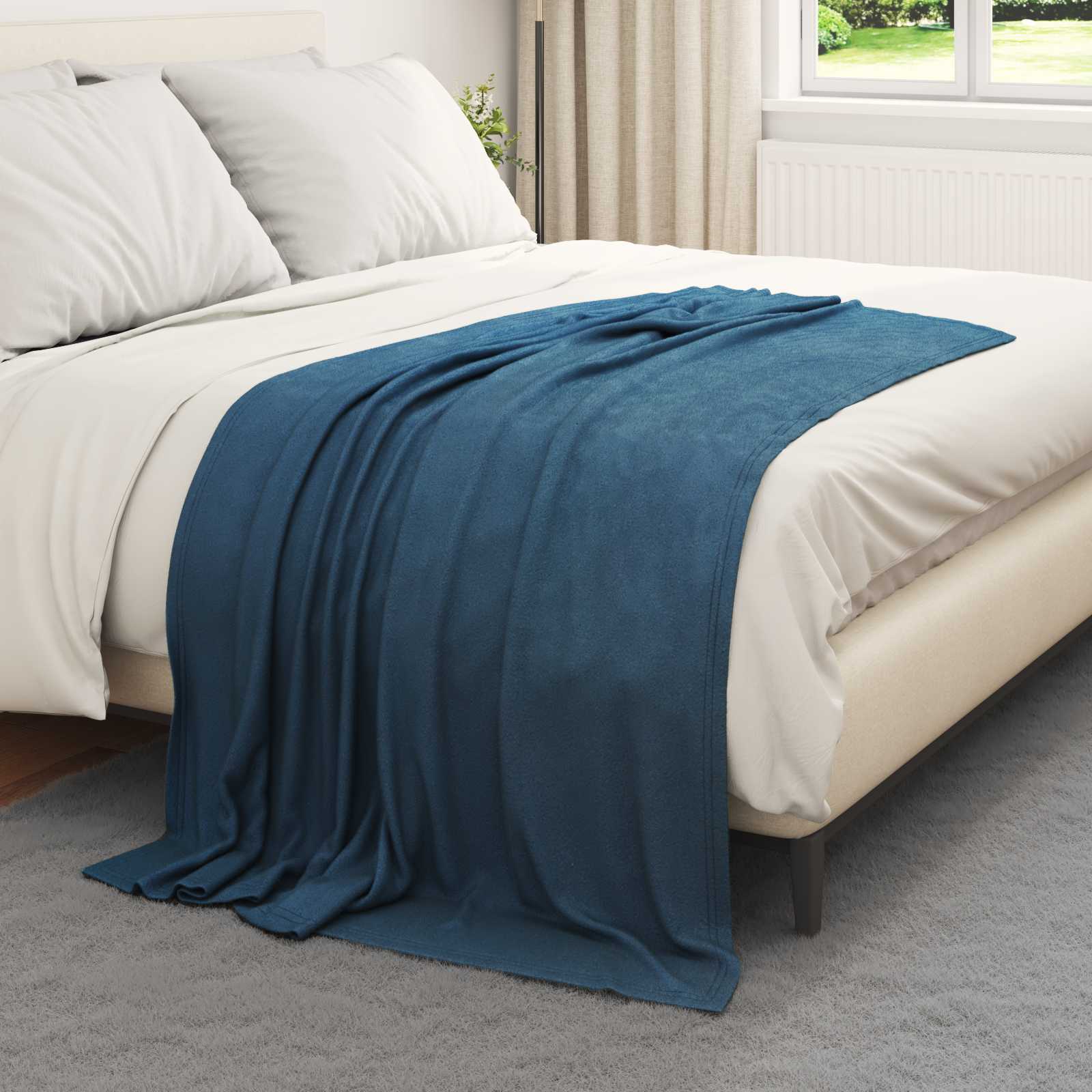 Überwurfdecke 170 X 130 Cm Fleece Marineblau