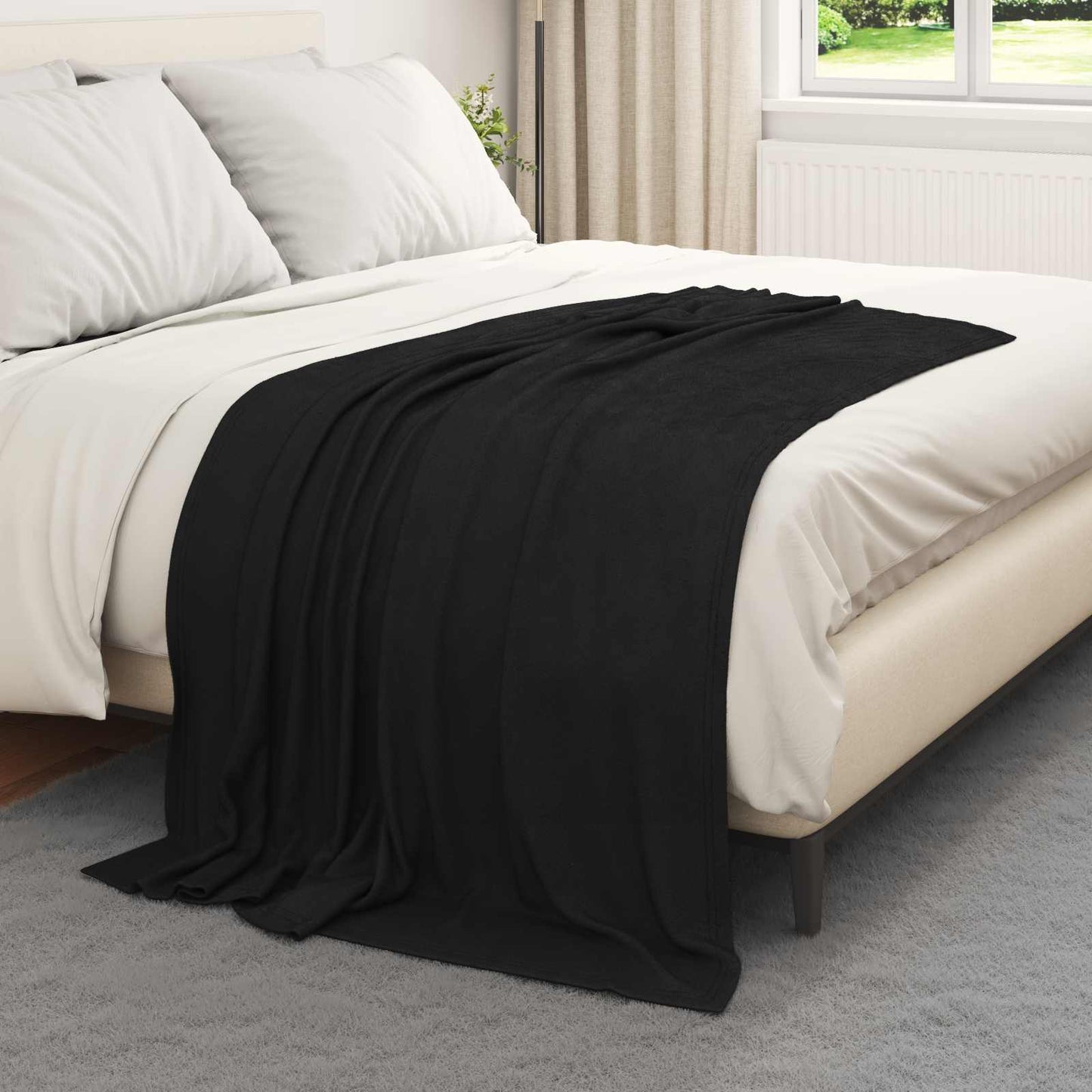 Überwurfdecke 170 X 130 Cm Fleece Schwarz