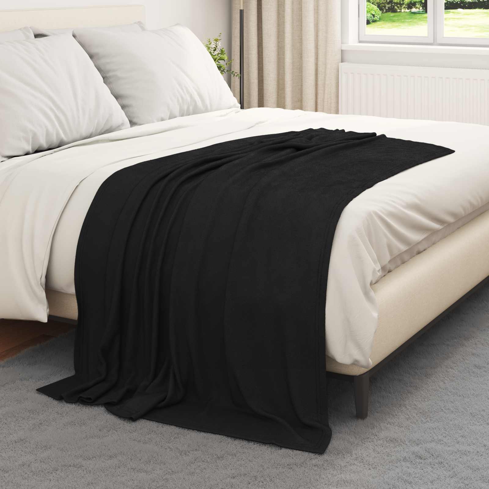 Überwurfdecke 170 X 130 Cm Fleece Schwarz