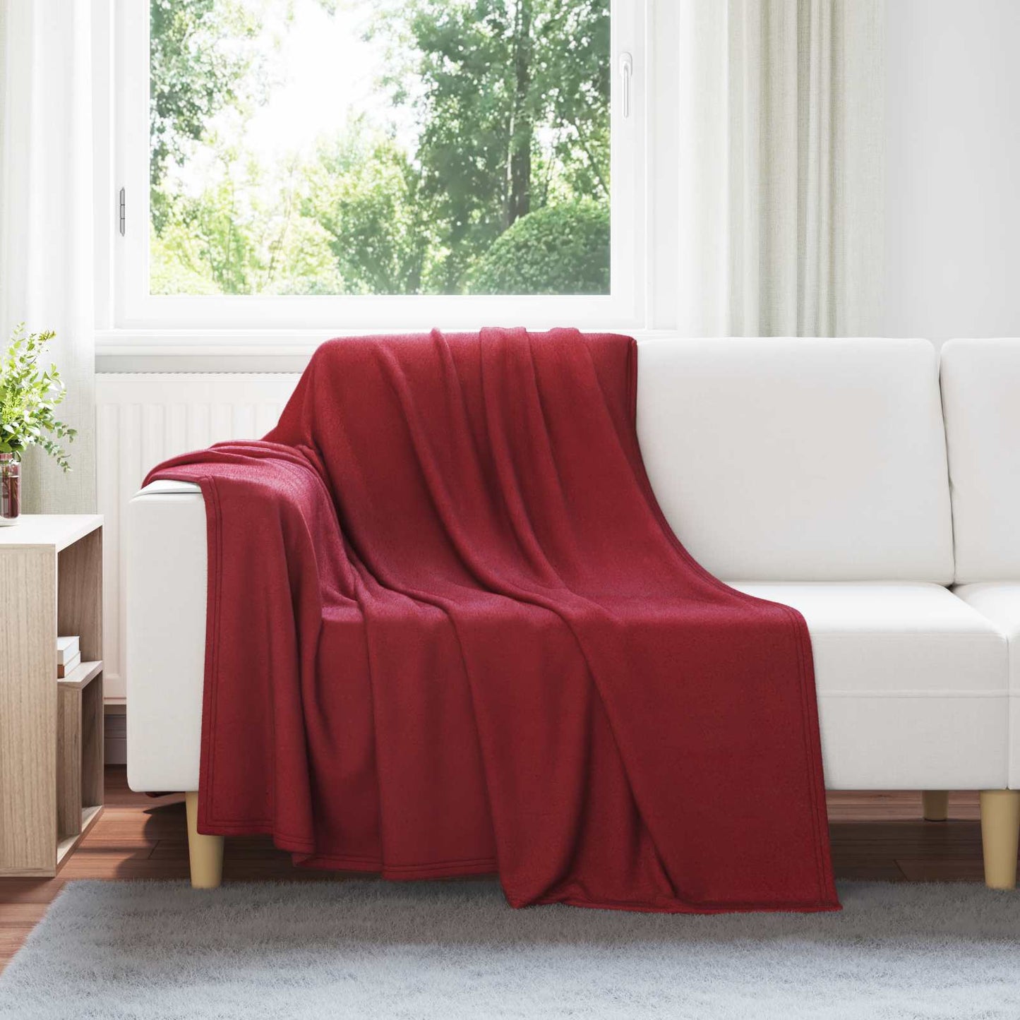 Überwurfdecke 200 X 150 Cm Fleece Bordeauxrot