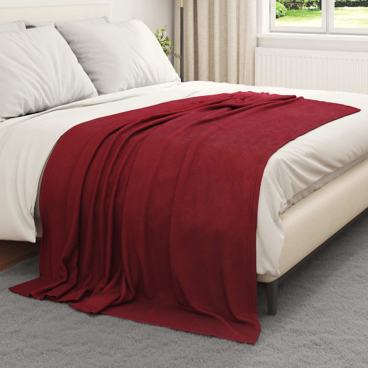 Überwurfdecke 200 X 150 Cm Fleece Bordeauxrot