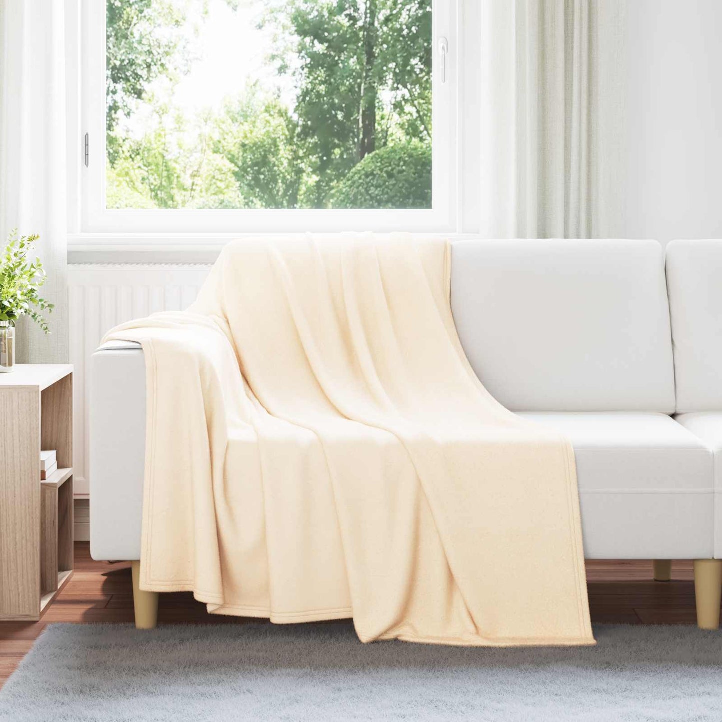 Überwurfdecke 170 X 130 Cm Fleece Creme