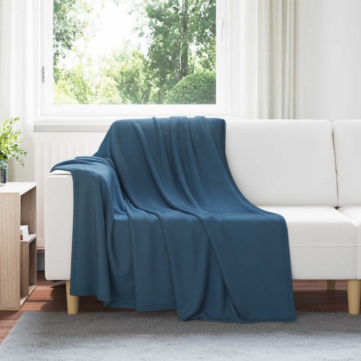 Überwurfdecke 170 X 130 Cm Fleece Marineblau